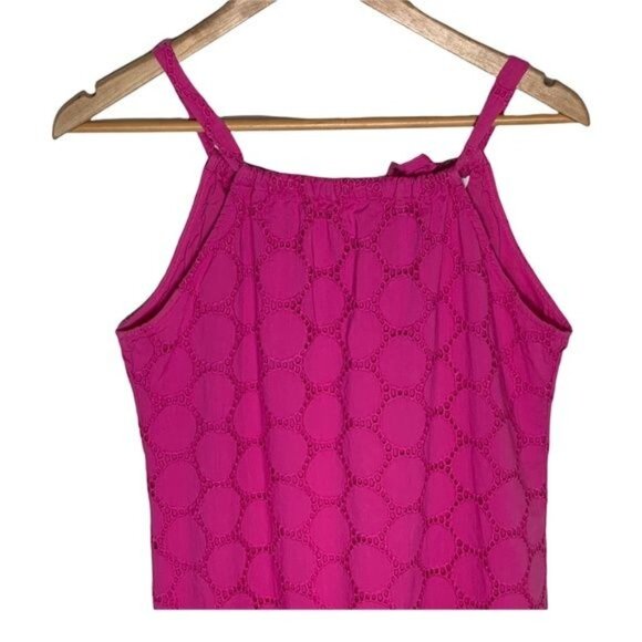 Crown & Ivy Petite PS Pink Eyelet Sundress Sleeveless Cotton Mini Dress - Picture 2 of 13